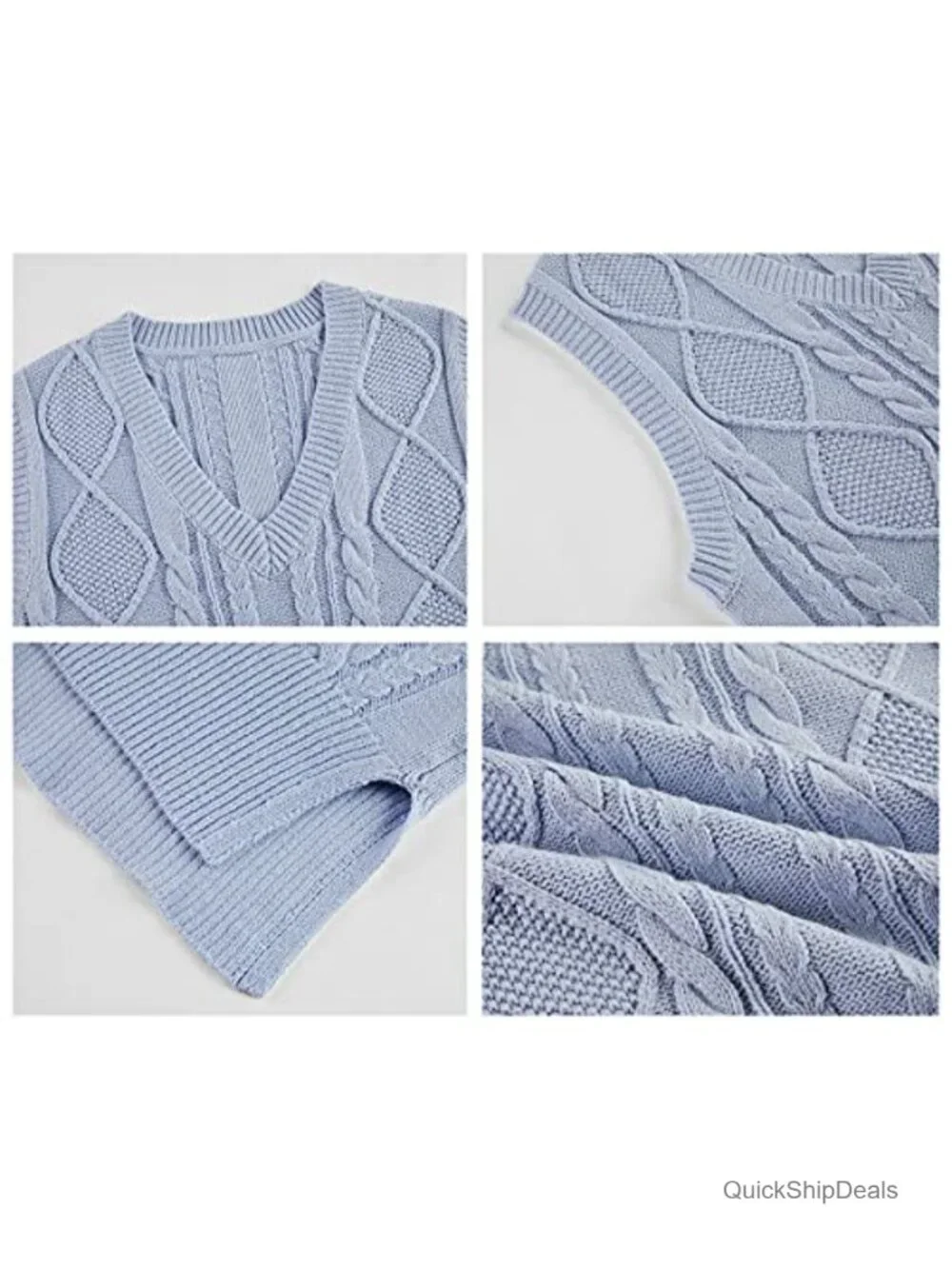 V Neck Sleeveless Knit Sweater Vest Cotton Acrylic Casual Preppy Pullover